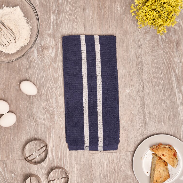 KitchenAid Hand Dish Towel Kitchen Cloth Set of 2 Purple Stripes 100%  Cotton