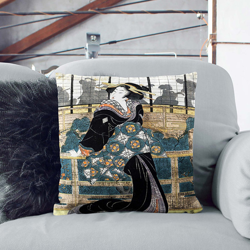 Entertainer by Eizan Kikukawa Cushion with Filling, 40cm H x 40cm W x 15cm D, Dark Blue