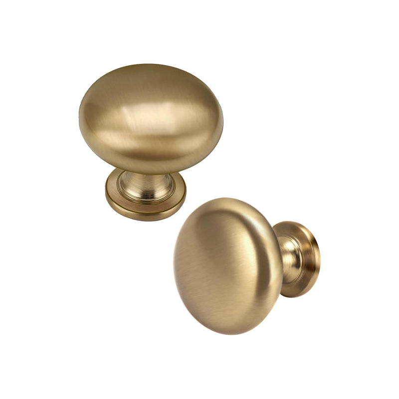 Boutons de meuble en laiton, boutons de tiroir dorés brossés, lot de 15, boutons de commode en laiton antique, quincaillerie pour meubles de cuisine doré chaud, alliage de zinc massif, diamètre 3,2 cm (1-1/5 po)