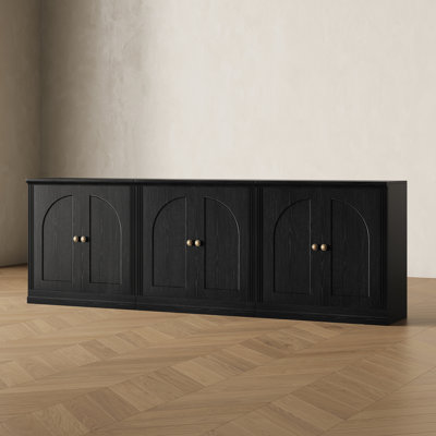 Monos Set Of 3 Sideboard Cabinets With Doors, Black