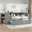 Lit de jour avec couchette, structure de lit de jour en bois avec tiroirs de rangement et tablettes latérales, lit de jour avec bureau, aucune boîte à ressorts nécessaire-899677460-899677457