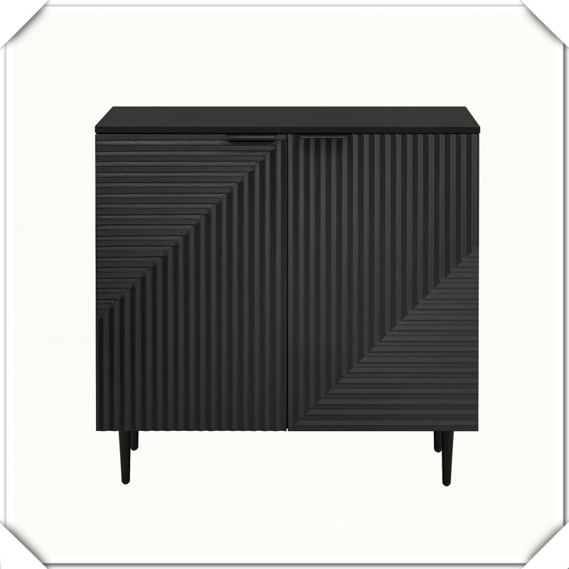 Armoire latérale moderne et minimaliste avec tablettes réglables et rangement à porte géométrique, élégant et fonctionnel