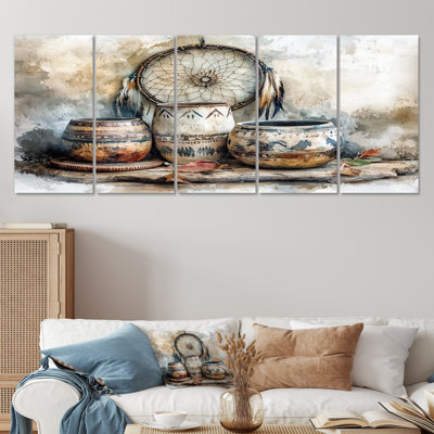 «Native Art Pottery Desert Serenity II», ensemble d'art sur toile Boho Pottery