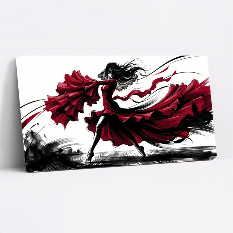 Ensemble de 1 tableau sur toile « Flamme dansante », L 58 po x H 28 po, Toile tendue