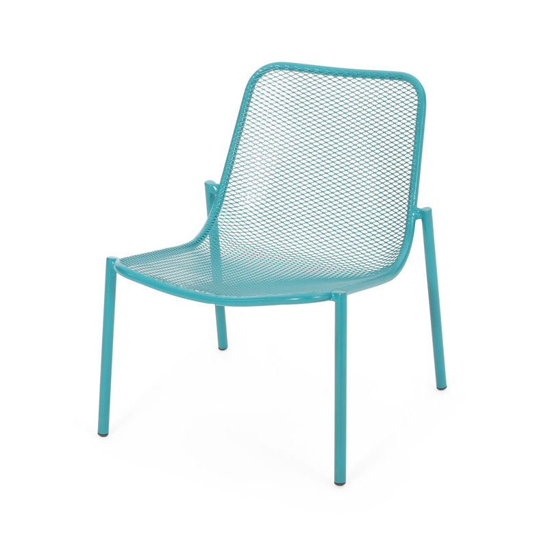 Teal Outdoor Stackable Chairs, Stable Frame, Rounded, 26"x22.45"x26 Iron Minimalist Look, 26" W X 22.45" D H,