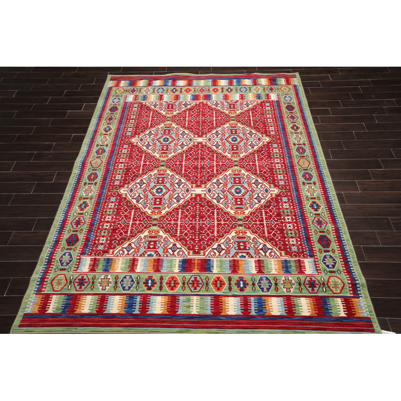 Tapis oriental oriental en laine rouge