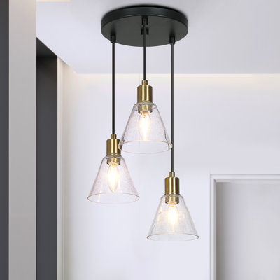 Luminaire suspendu grappe en laiton à 3 lumières à intensité variable Ildar