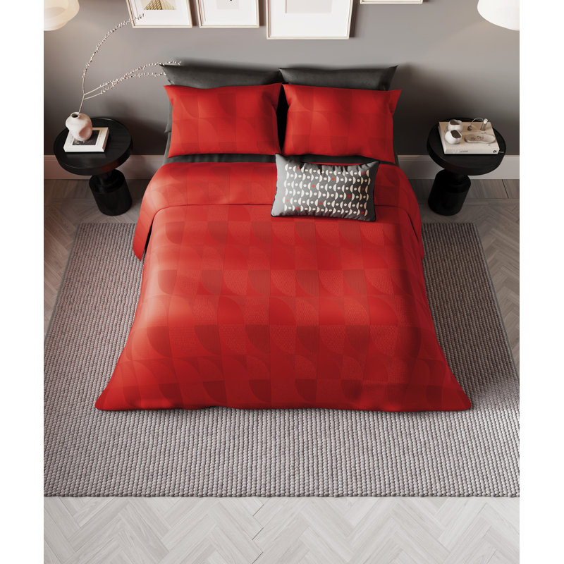 Axel  Duvet Cover Set , King Size Duvet Cover + 2 Pillowcases, Red