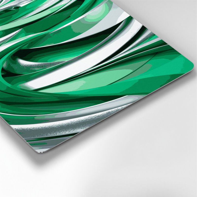 Abstract Landscape 53 Green Metal Wall Art, 11" H x 14" W