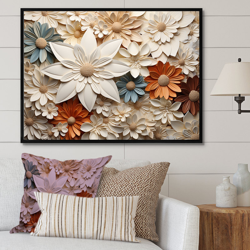 «Elegant Minimalisme Florals In Every Season II», reproduction sur toile, Cadre photo blanc, H 34 po x l 44 po