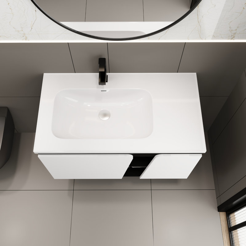 Meuble-lavabo simple 36 po avec plateau en céramique Jayneen