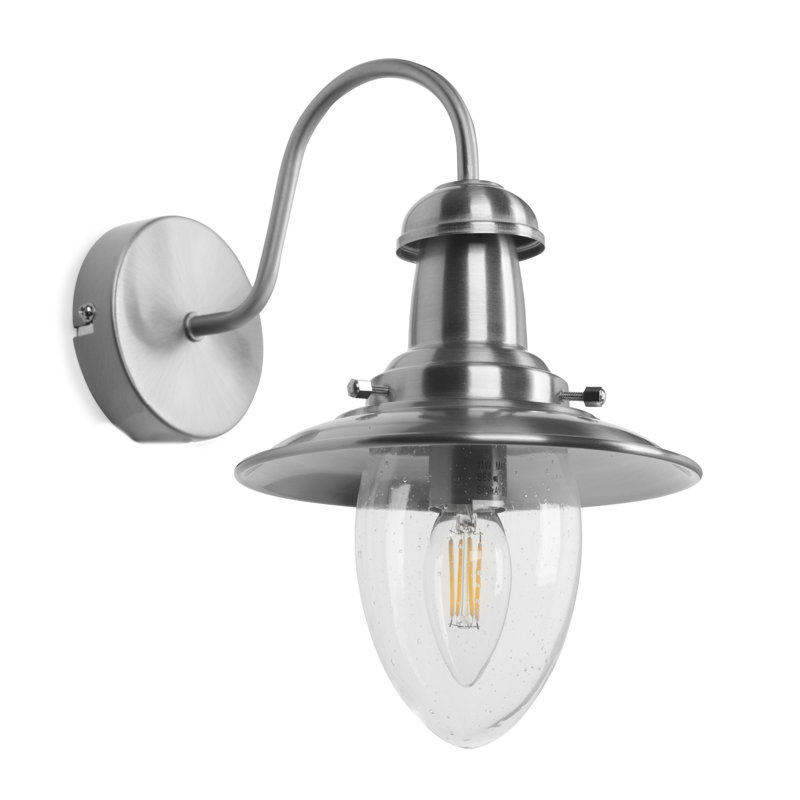 Edisto Steel Clear Glass Fisherman style Armed Wall Sconce