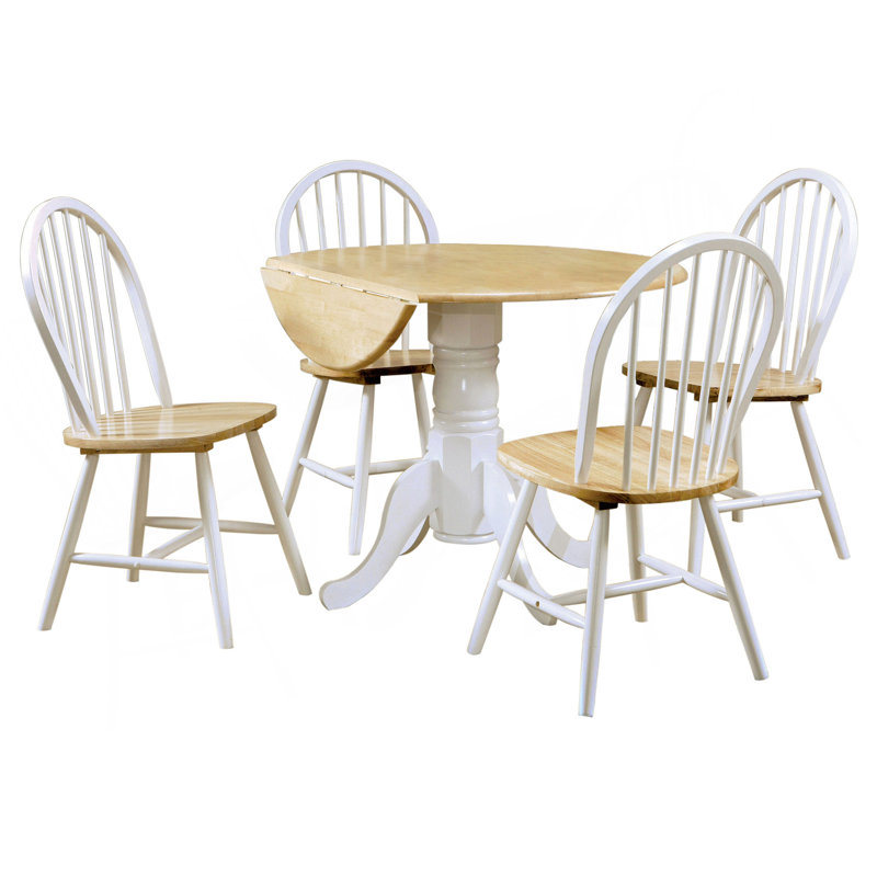 Ensemble de salle à manger 5 pièces brun naturel et blanc
