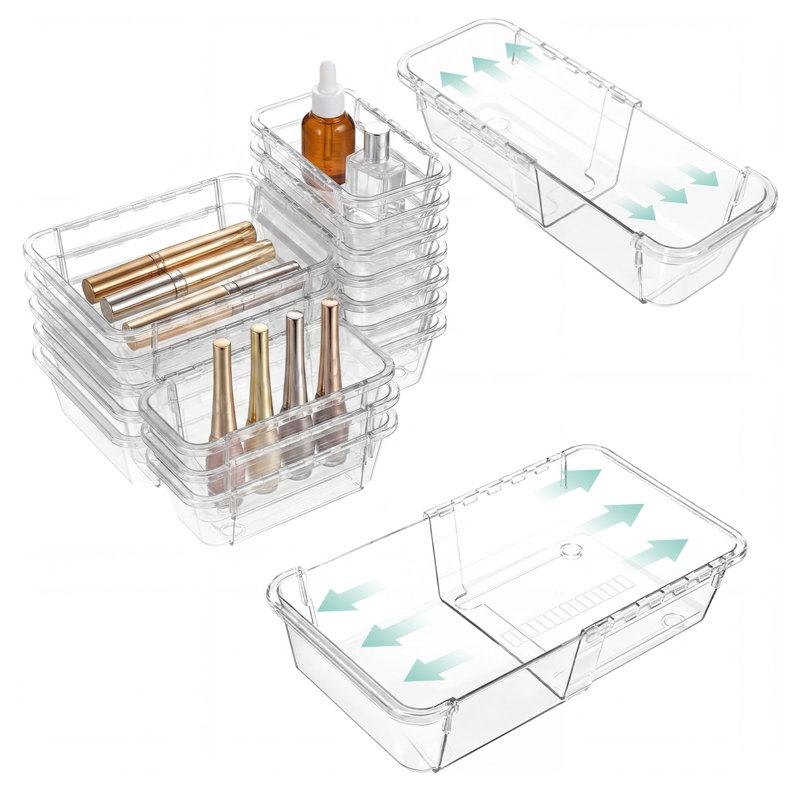 Ensemble de 15 bacs à maquillage extensibles en acrylique
