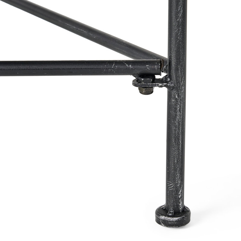 Outdoor Iron Coffee Table With Black Brush Silver Look, 20.75"D X 36.1"W 18"H, Enhances Aesthetics For Spaces - Silver, Versatile Addition
