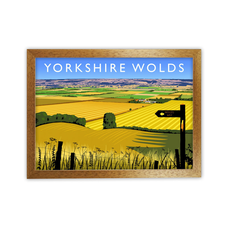 Yorkshire Wolds by Richard O'Neill - Print, 34cm H x 46cm W x 3cm D, Brown Framed