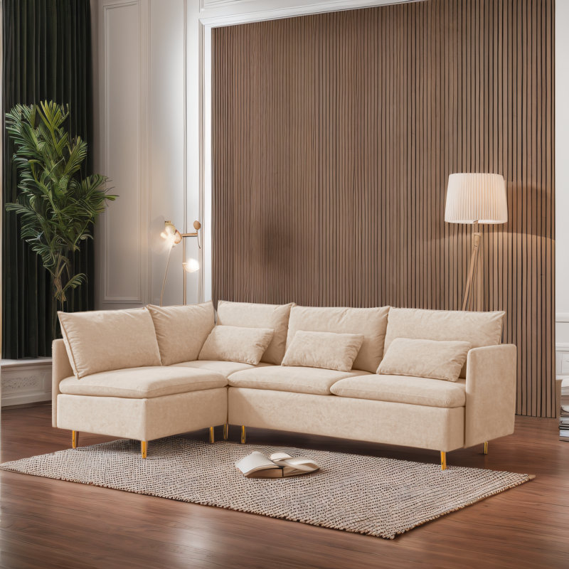 Canapé modulaire 3 pièces Porfire, Lin de coton beige