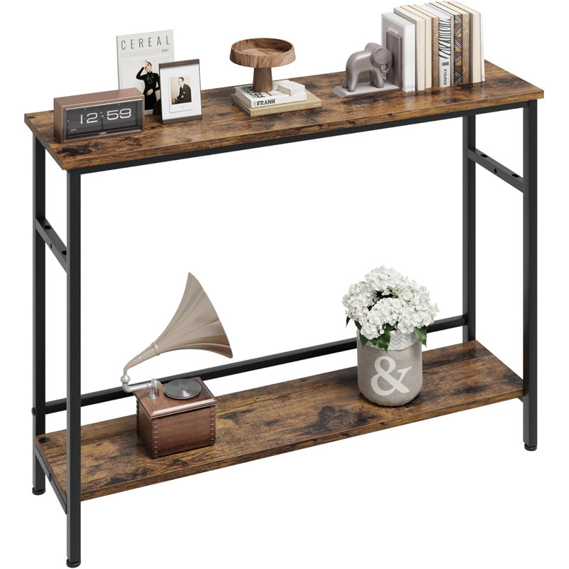 2 Tier Entryway Table,Console Tables with Storage, Brown