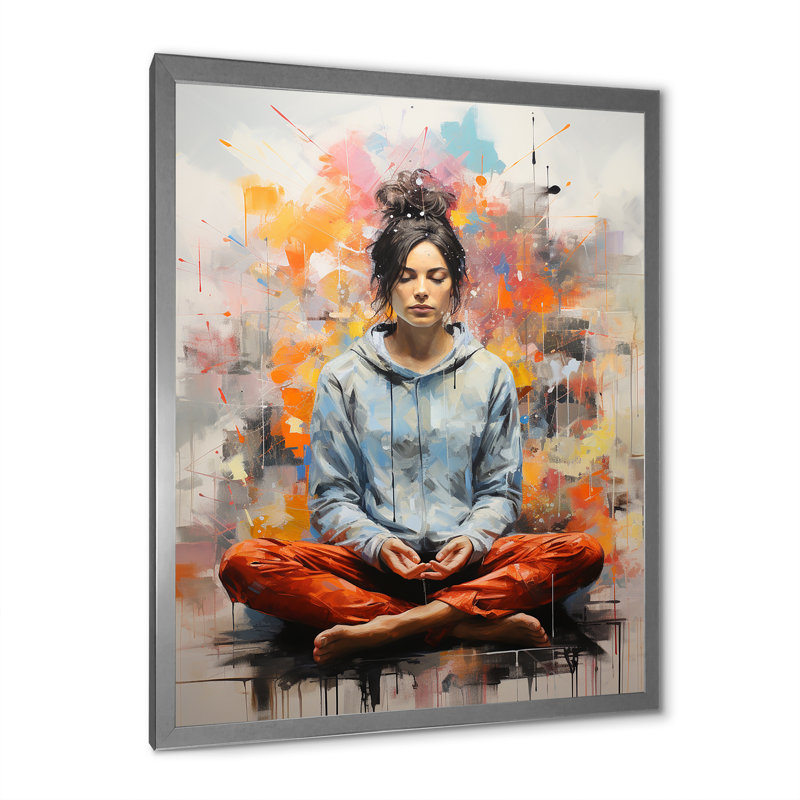 Minimalisme yoga méditation I sur toile, H 32 po x l 24 po x P 1 po, Cadre simple argenté