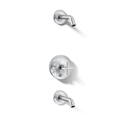 Ensemble de garniture de baignoire et de douche Purist Rite-Temp avec inverseur à bouton-poussoir et poignée à levier, sans pomme de douche