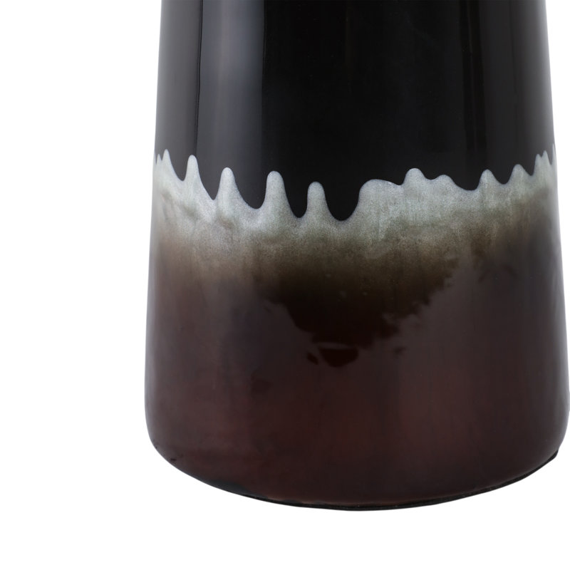 Decorative Vase Glass Metal Stone Steel Modern Transitional Design with Sculptural Orb Accent for Elevated Visual Appeal and Contemporary Artistic Detail in a Bold Mixed-Material Statement Piece