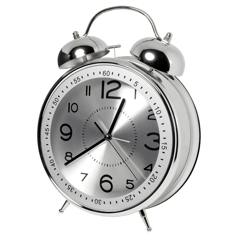Quartz movement / Crystal Alarm Tabletop Clock, Silver