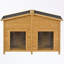 Niche pour chien en bois avec porche et 2 portes-2091877582