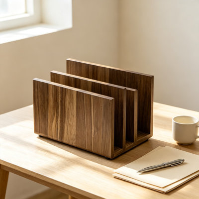 Porte-courrier en bois d'acacia de qualité supérieure, organisateur de lettre de comptoir pour entrée, trieur de fichiers de bureau, séparateur de factures, bac de rangement pour enveloppes