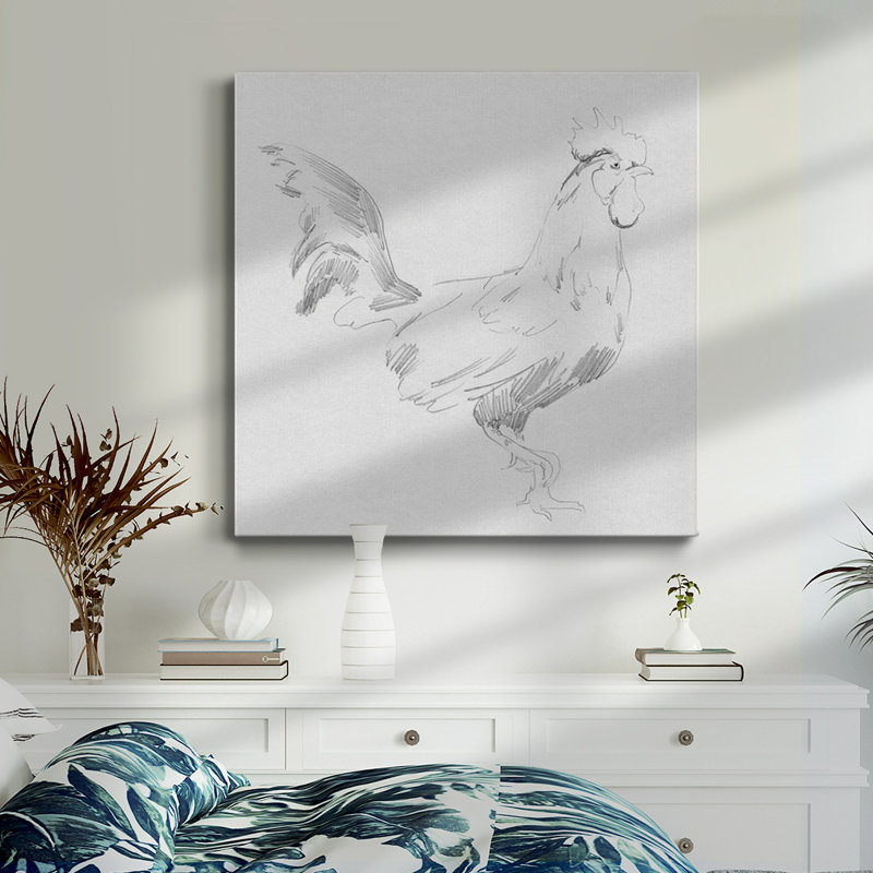 «Big Rooster S croquis I-Premium», toile tendue avec châssis - prête à être accrochée