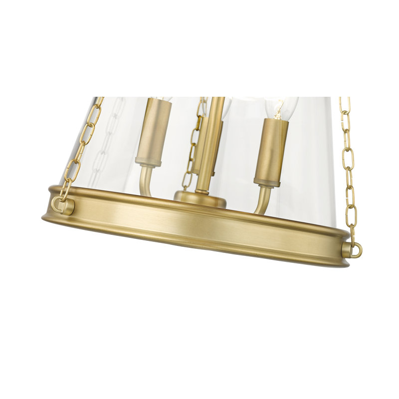 Ato 12" W Steel Empire Pendant with Glass Dome Shade, Rubbed Brass