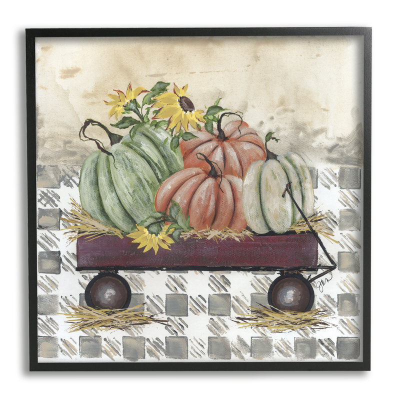 «Pumpkin Harvest Wagon», impression encadrée sur bois, Giclée encadrée noir minuit, H 12 po x l 12 po x P 1,5 po