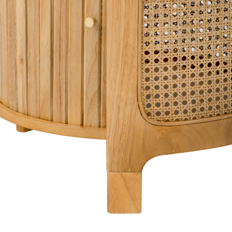 Table basse rotative moderne 19,7 po avec rotin et rangement caché FFZ