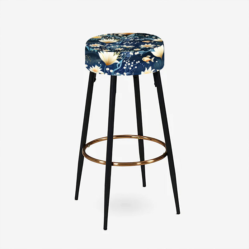 Ensemble de 2 tabourets de bar de style côtier avec poissons