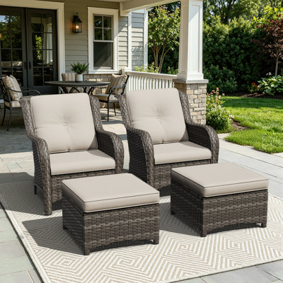 Netta 4-Piece Rattan Outdoor Seating Group with Cushions