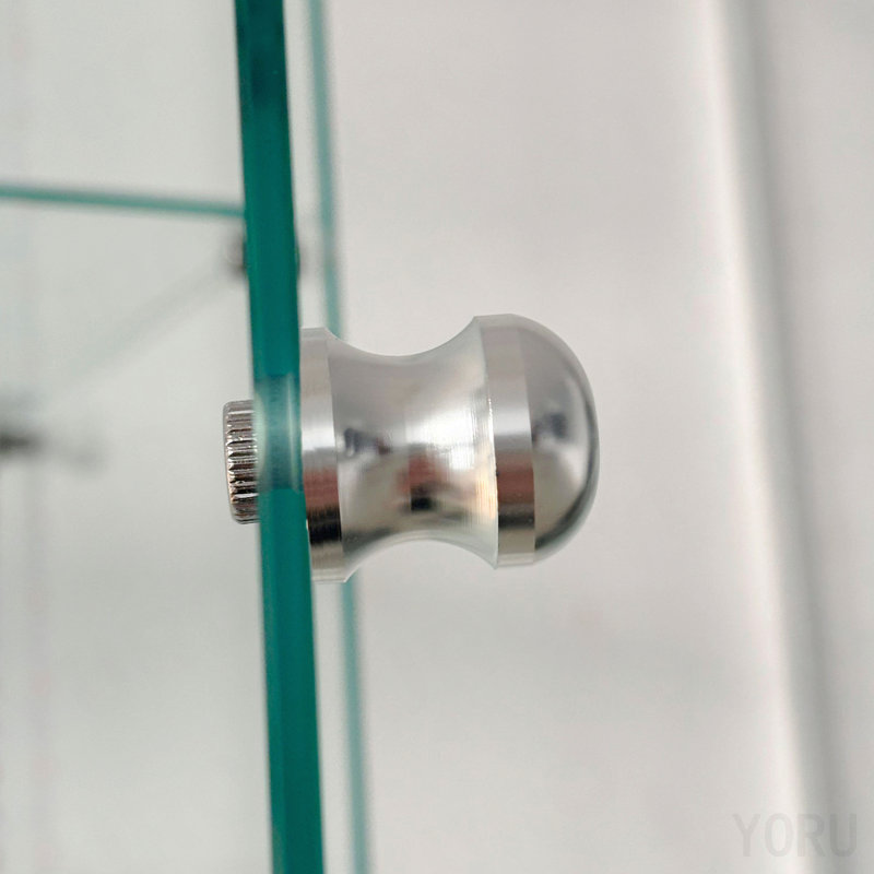 Vitrine en verre trempé, lumière / serrure multicolore, pieds réglables - blanc, Blanc