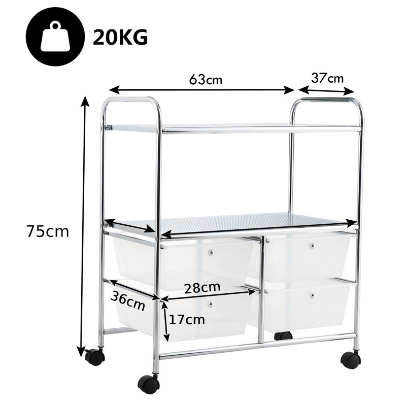 Tonquin 75cm H x 63cm W Utility Cart with Wheels, White