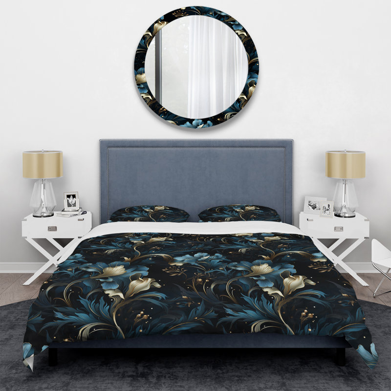 Ensemble de housse de couette à motifs obscurcis Moody, Housse de couette simple + 1 taie décorative stan