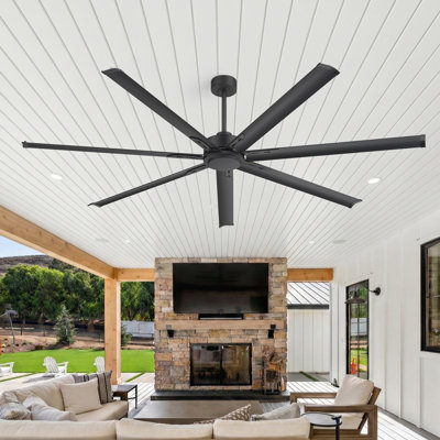 84"/96"/108"/120" Industrial HVLS Ceiling Fan Without Light, Commercial Extra Large Ceiling Fan with Remote Control, Reversible DC Motor, Aluminum Blades for Warehouse Garage Patio Gym