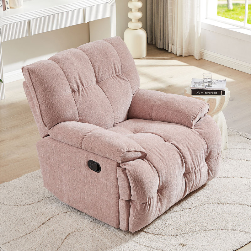 Fauteuil inclinable pivotant de 38,58 po Anaahat, Polyester rose