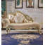 Chaise longue de style européen en bois massif, cuir et or sculpté, pour chambre et salon