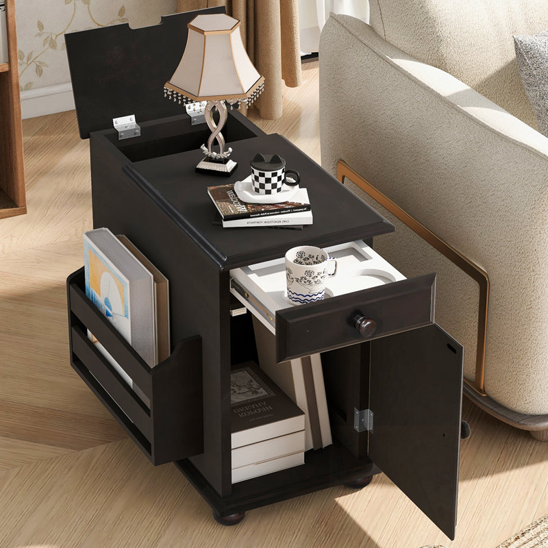Jacxon relevable avec ports USB et un tiroir multifonctionnel avec porte-gobelets, Espresso