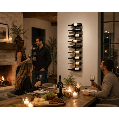 Wall Mounted Wine Rack for 9 Bottles – Heavy Duty Metal Wine Bottle Holder – Modern Wall Hanging Wine Storage Rack for Kitchen, Dining Room, Home Bar, Pantry & Wine Cellar Décor