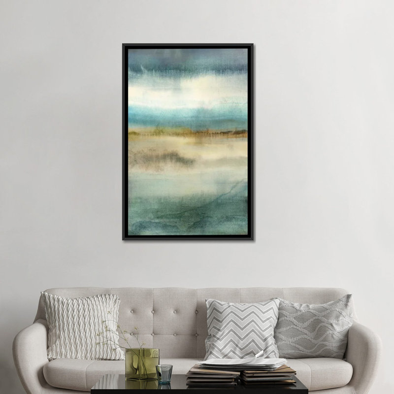 « blue rétablissement », reproduction sur toile, H 26 po x l 18 po x P 1,5 po, Toile avec cadre noir, Pas de tapis