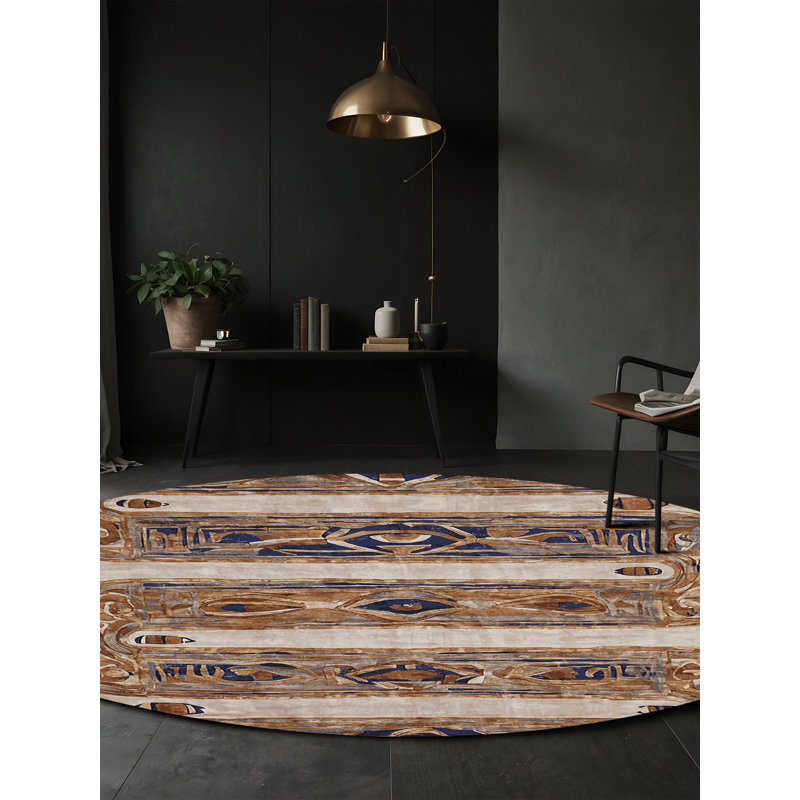 Tapis brun lavable à la machine, Rond 7 pi