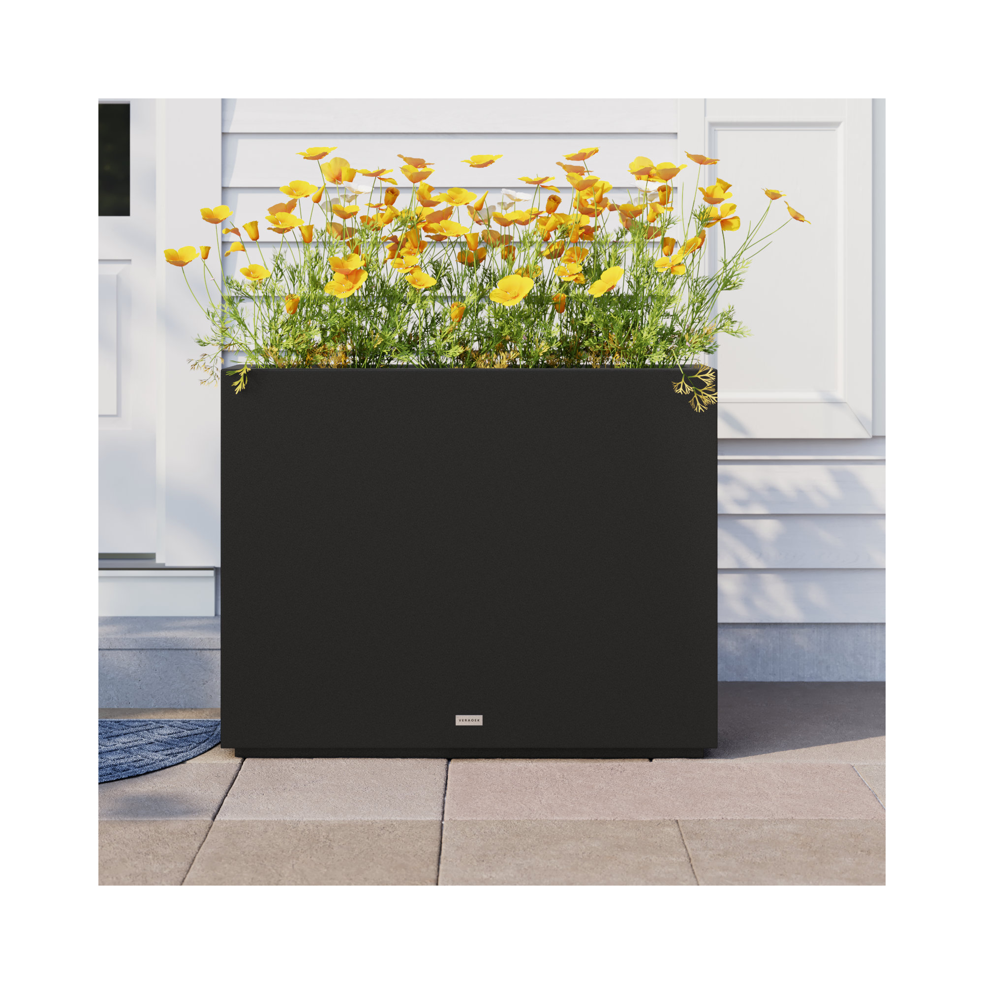 Block Series Span Planter, 30” H x 38” W x 10” D, Black