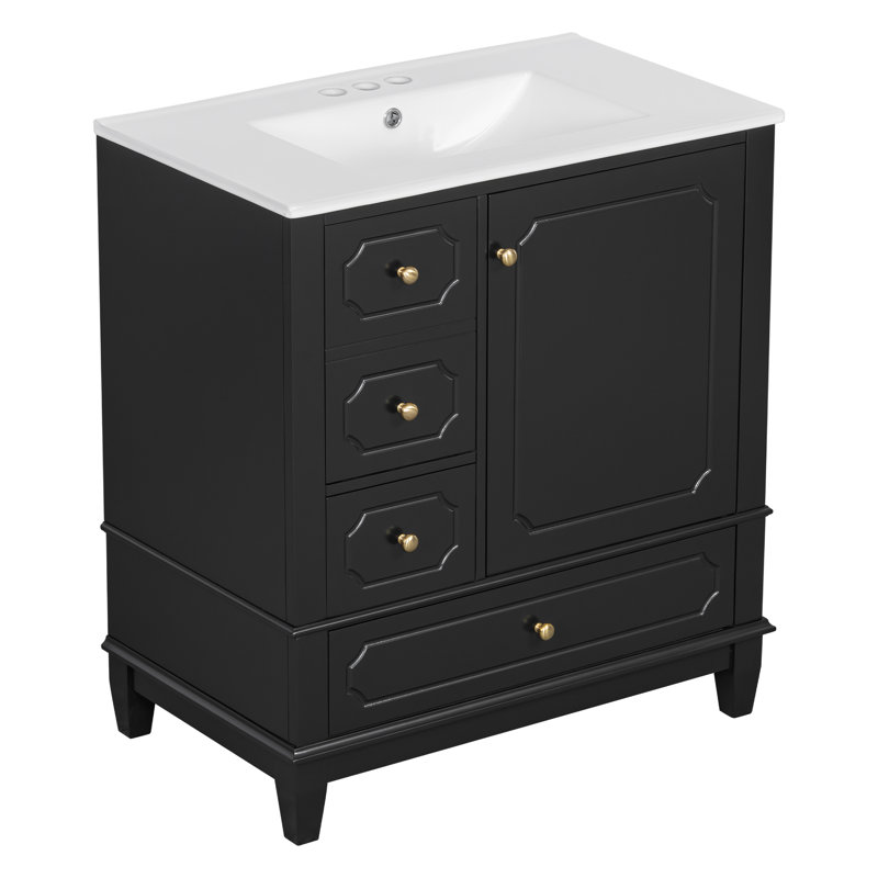 Meuble-lavabo 30 po avec lavabo, Noir