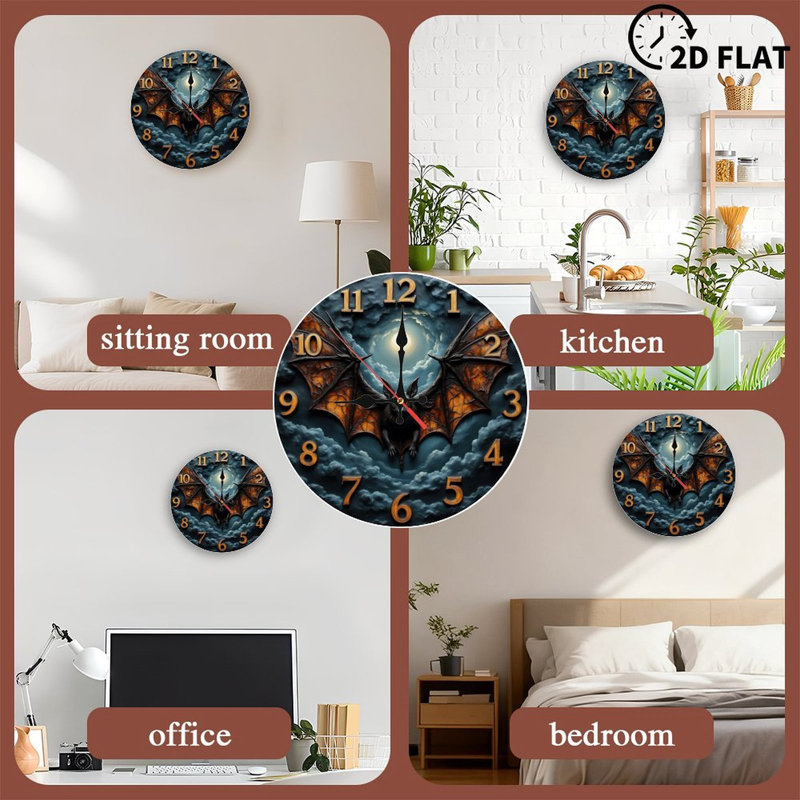 Horloge de chauve-souris gothique
