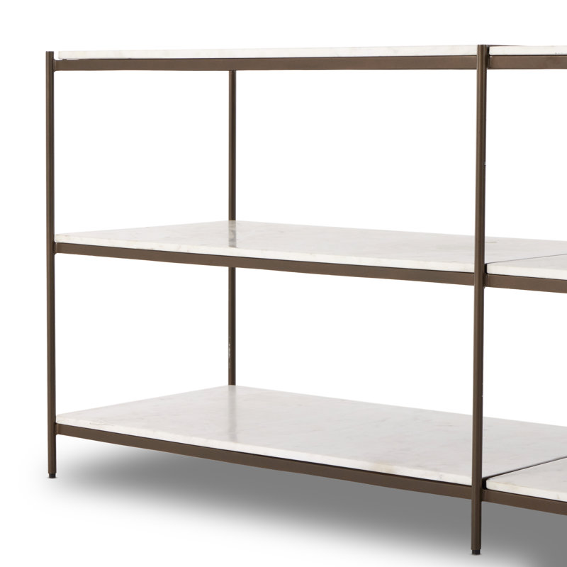 Felix Large Console Table - Antique Brass, Polished White Marble