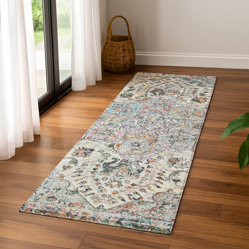 Premium Machine Washable Mayfield AMF2138 global Rug, 2'3" x 7'6" Runner, Sage
