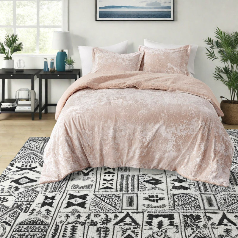 Ensembles de literie luxueux, velours de polyester avec revers en sherpa pour une maison confortable